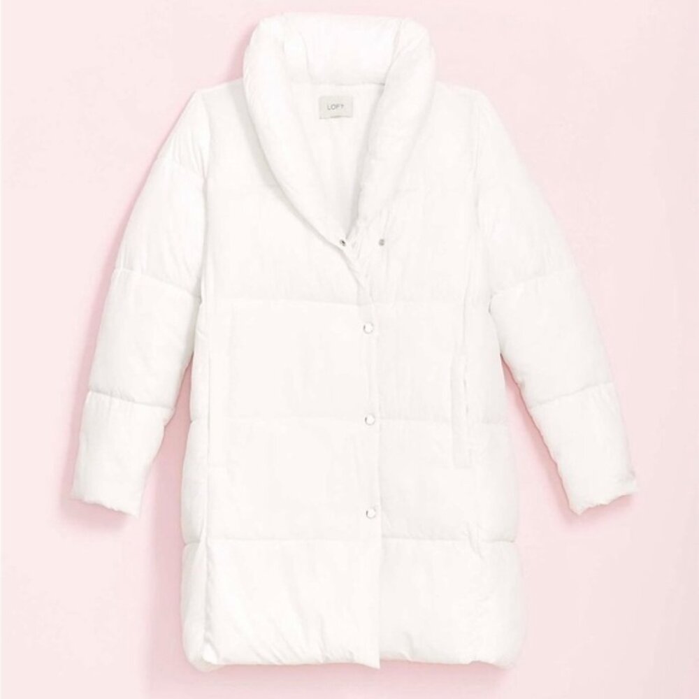 NWT LOFT Puffer Coat in WHITE